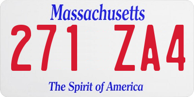 MA license plate 271ZA4