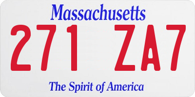 MA license plate 271ZA7