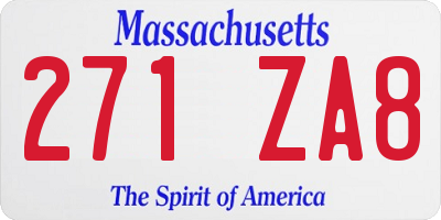 MA license plate 271ZA8