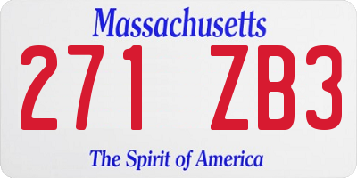 MA license plate 271ZB3