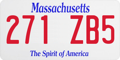 MA license plate 271ZB5