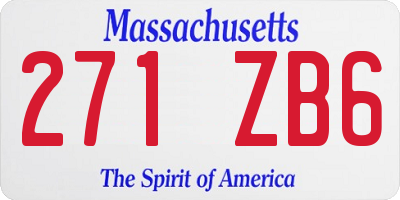 MA license plate 271ZB6