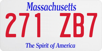 MA license plate 271ZB7