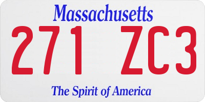 MA license plate 271ZC3