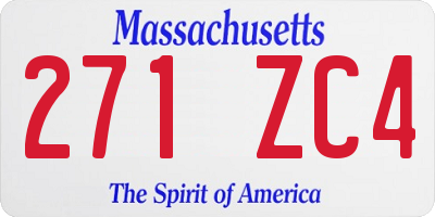 MA license plate 271ZC4