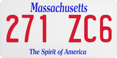 MA license plate 271ZC6