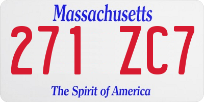 MA license plate 271ZC7