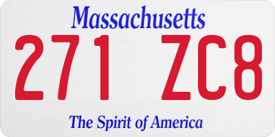 MA license plate 271ZC8