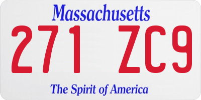 MA license plate 271ZC9