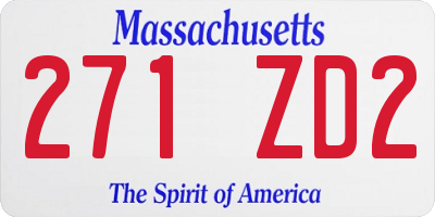 MA license plate 271ZD2