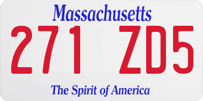 MA license plate 271ZD5