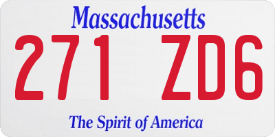 MA license plate 271ZD6