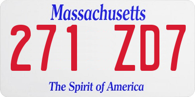 MA license plate 271ZD7