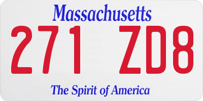 MA license plate 271ZD8