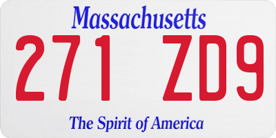MA license plate 271ZD9