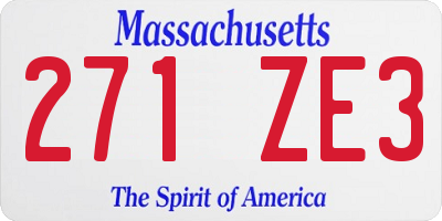 MA license plate 271ZE3