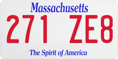 MA license plate 271ZE8