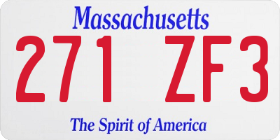 MA license plate 271ZF3