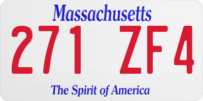 MA license plate 271ZF4
