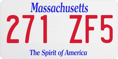 MA license plate 271ZF5