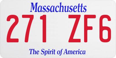 MA license plate 271ZF6