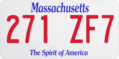 MA license plate 271ZF7