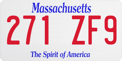 MA license plate 271ZF9