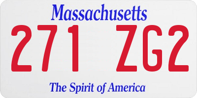 MA license plate 271ZG2