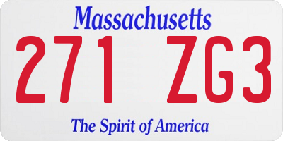 MA license plate 271ZG3