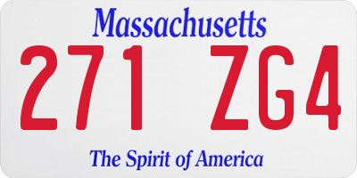 MA license plate 271ZG4
