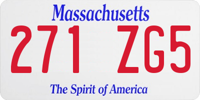 MA license plate 271ZG5