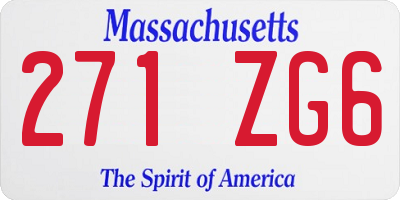 MA license plate 271ZG6