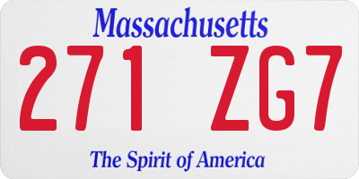 MA license plate 271ZG7
