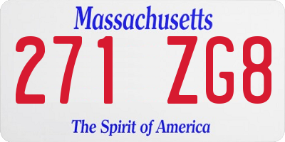 MA license plate 271ZG8