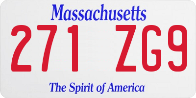 MA license plate 271ZG9