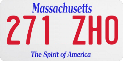 MA license plate 271ZH0