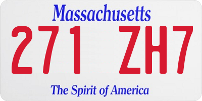 MA license plate 271ZH7