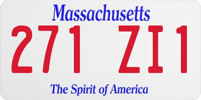 MA license plate 271ZI1