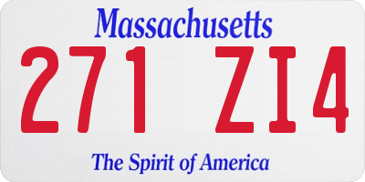 MA license plate 271ZI4