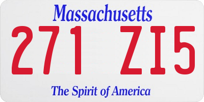 MA license plate 271ZI5