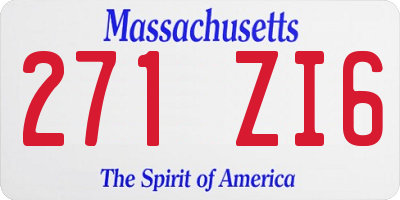 MA license plate 271ZI6