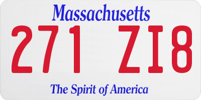 MA license plate 271ZI8