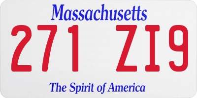 MA license plate 271ZI9