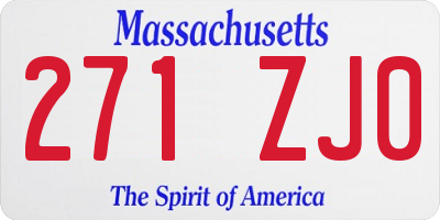 MA license plate 271ZJ0