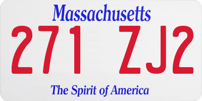 MA license plate 271ZJ2