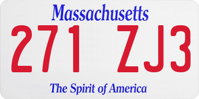 MA license plate 271ZJ3