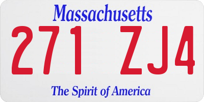 MA license plate 271ZJ4