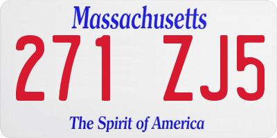 MA license plate 271ZJ5