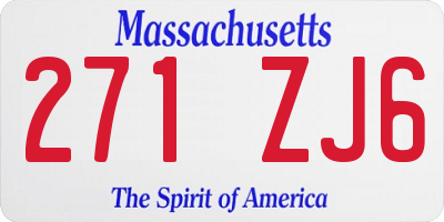 MA license plate 271ZJ6