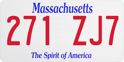 MA license plate 271ZJ7